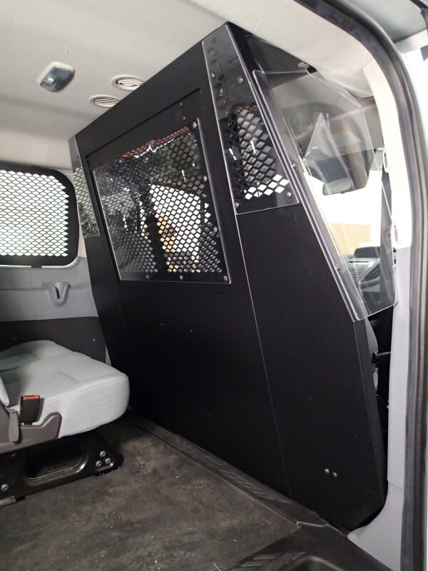 Front partition for 2015-2026 Ford Transit window van with Low Roof and side swing out or sliding doors