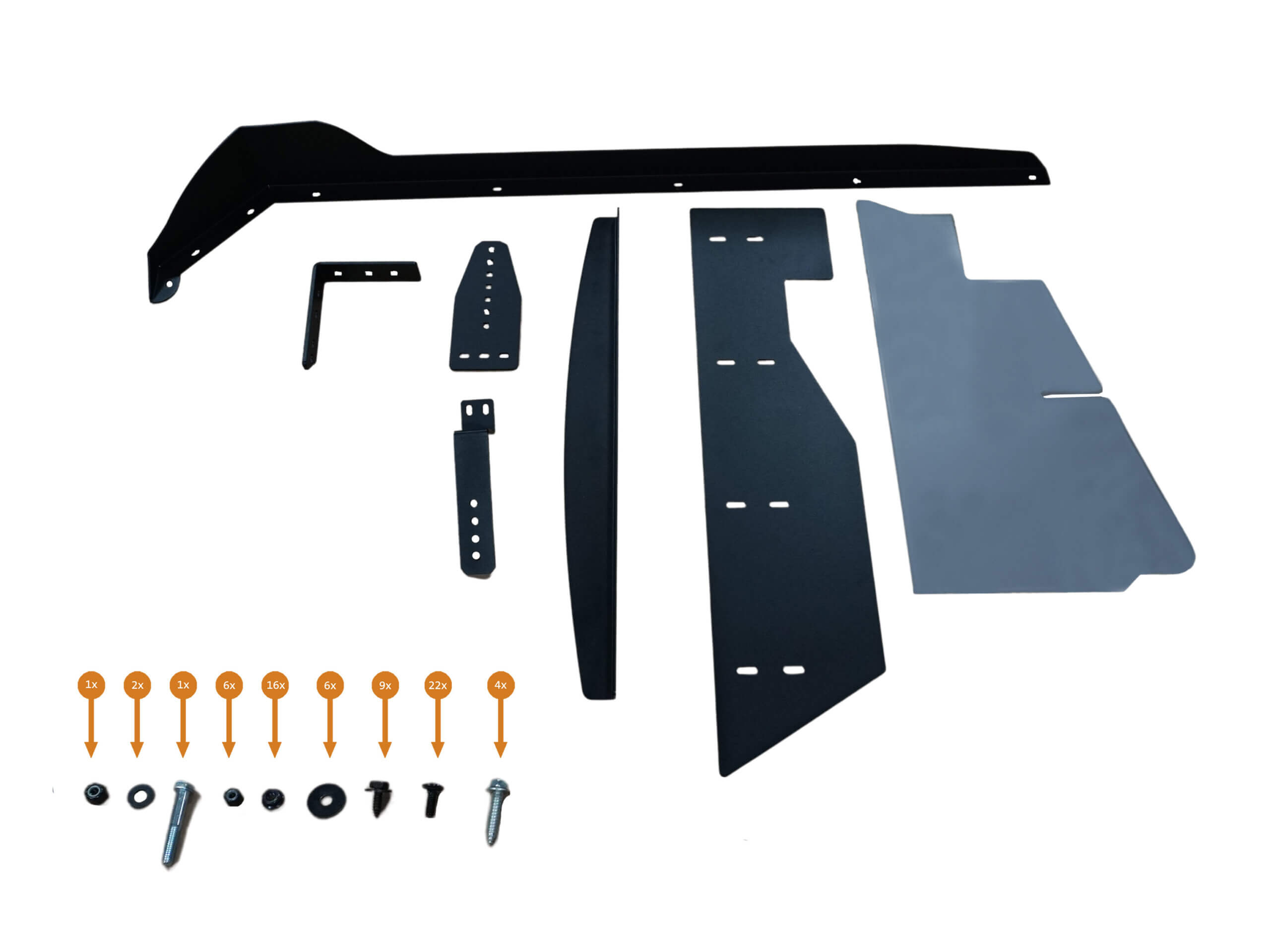 Middle partition filler panel Mounting kit for 2008-2026 Chevrolet Savana G-Series van with dual side doors used with p/n: P-MID-1 middle partition