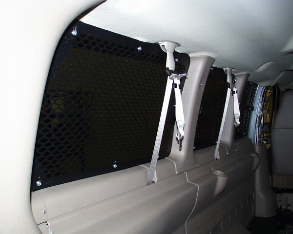 Interior Window Guard Kit For 1997-2026 Chevrolet G-Series Extended Length Van With Swing Out Side Doors, 8 Windows, 15 Passenger, Dual Pull Out Doors