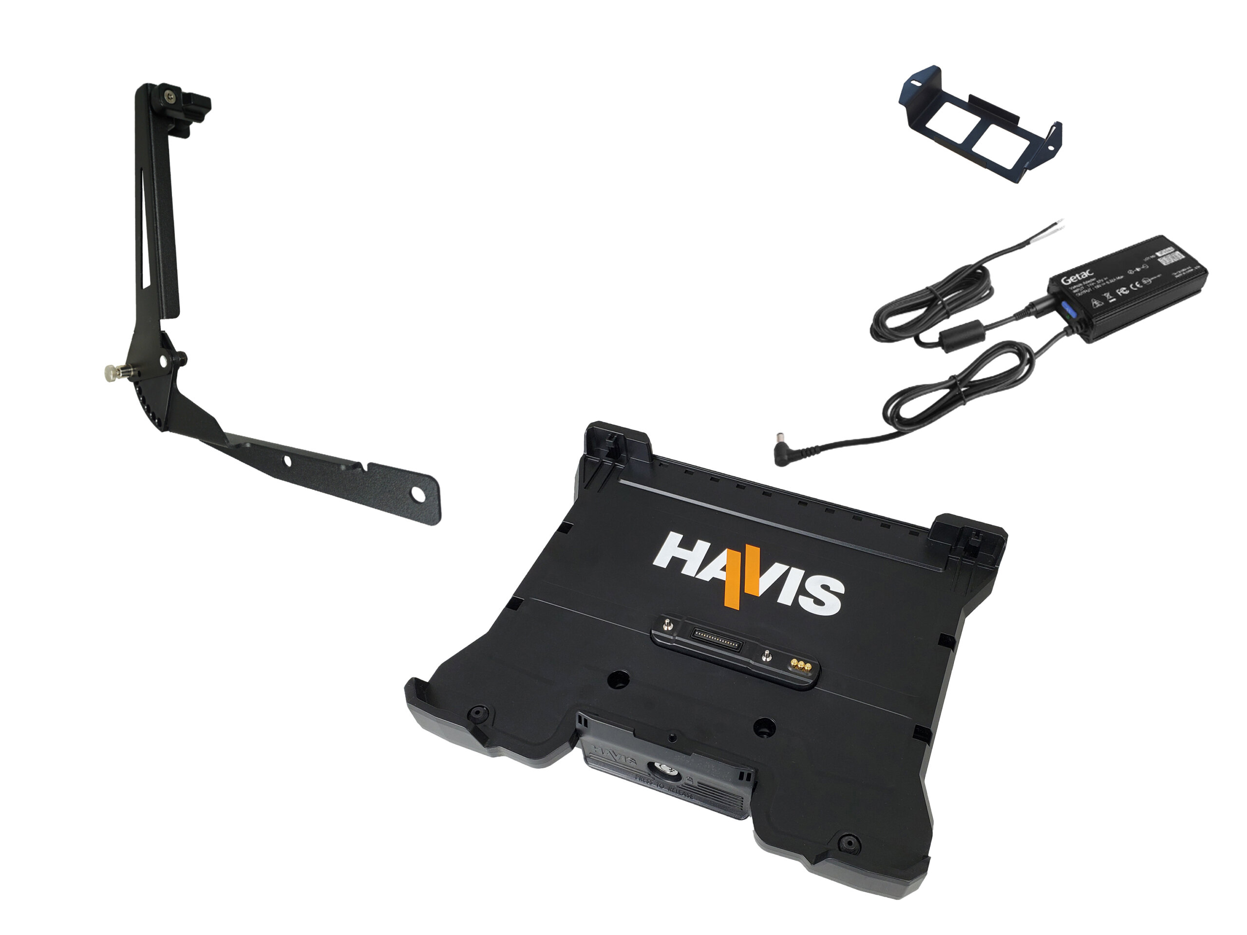 Package – Docking Station For Getac B360 and B360 Pro Laptops With Pass-Thru Antenna Connections, External Power Supply with Bare Wire & Screen Support
