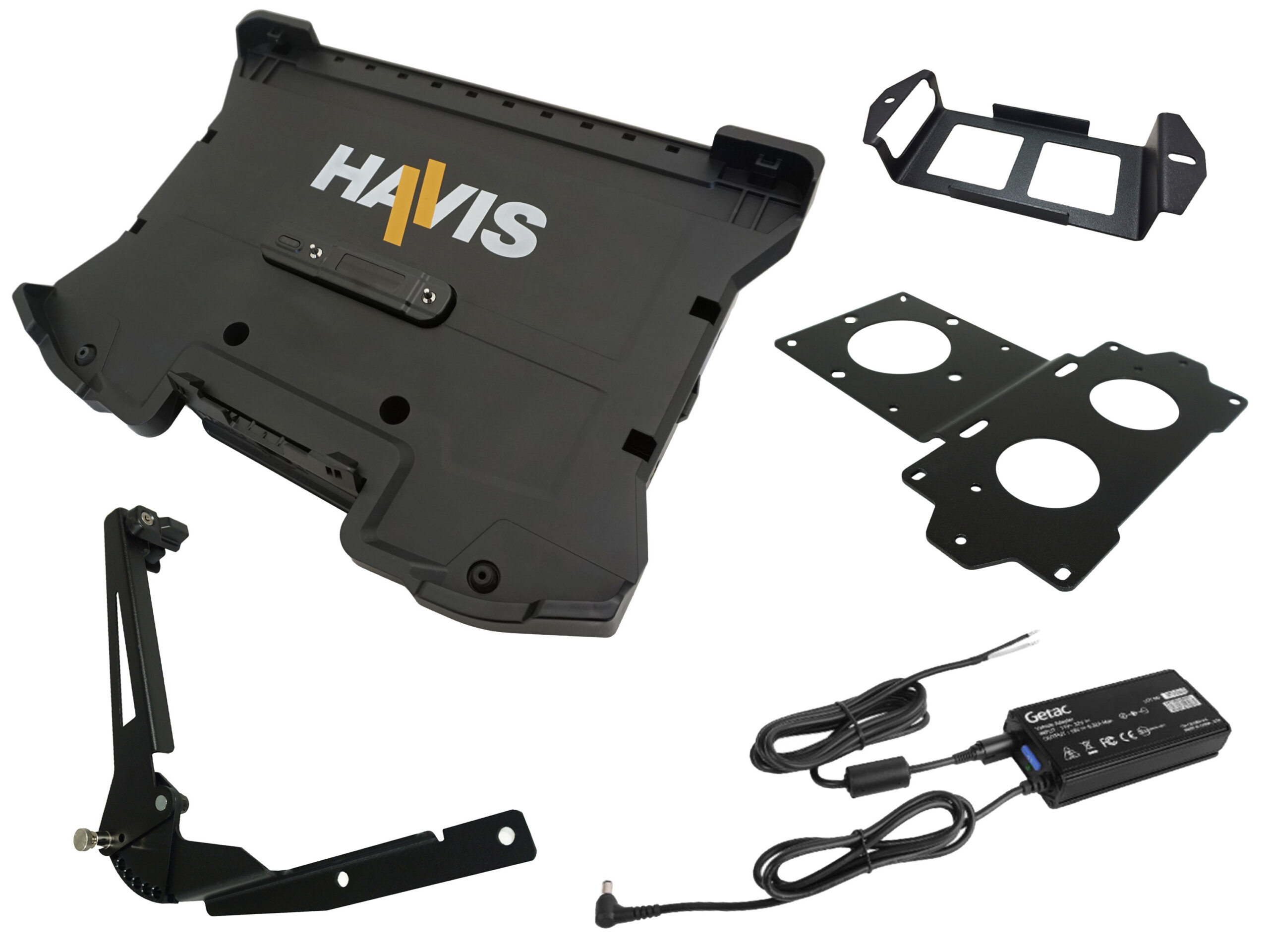 Package – Cradle for Getac S510 Laptop with Getac Power Supply with Bare Wire, & Screen Support