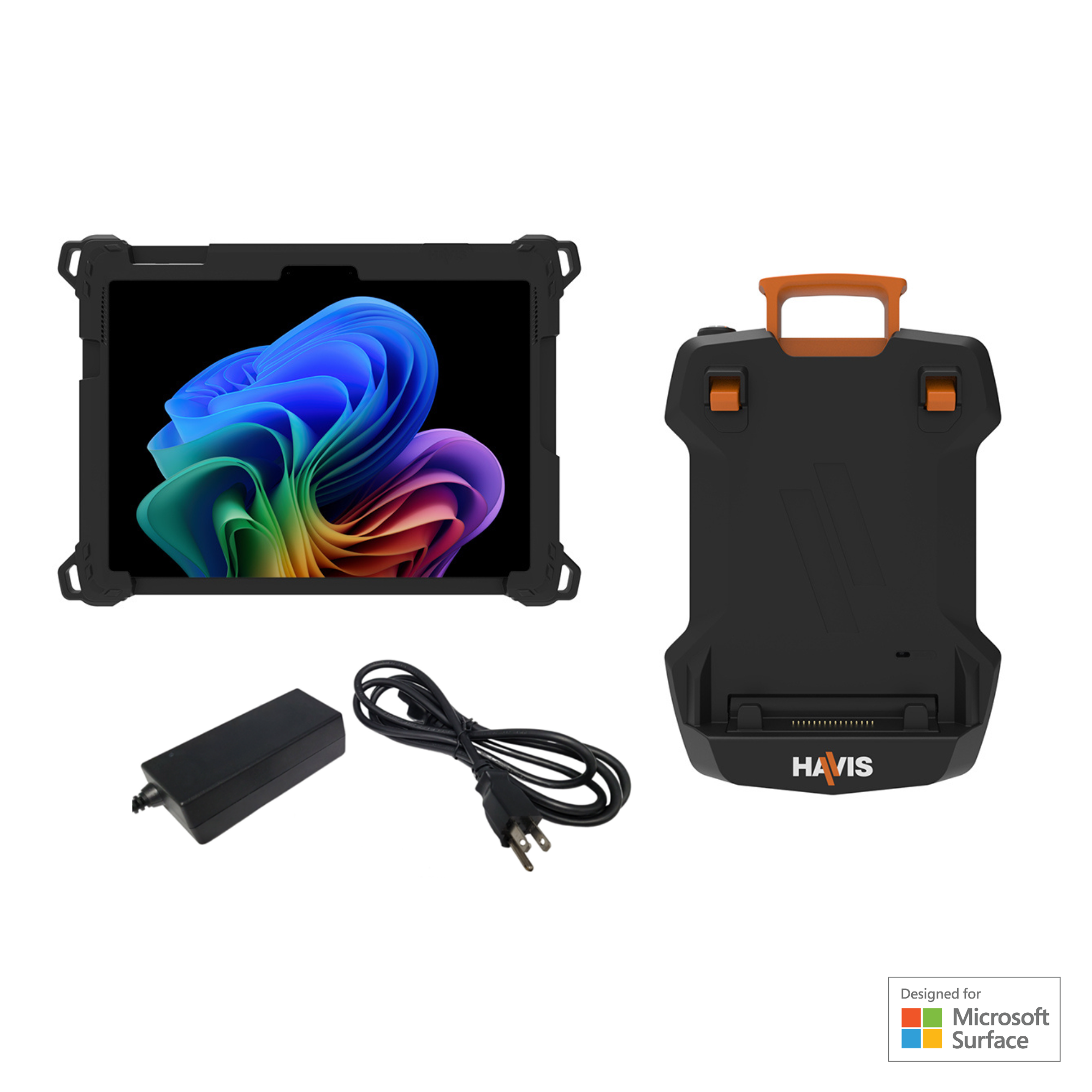 Package – DS-TAB-401-MSFT Docking Station, TC-401 Tablet Case, & LPS-183 AC Power Supply for Microsoft Surface Pro 9, 10, 11, & 12th Edition