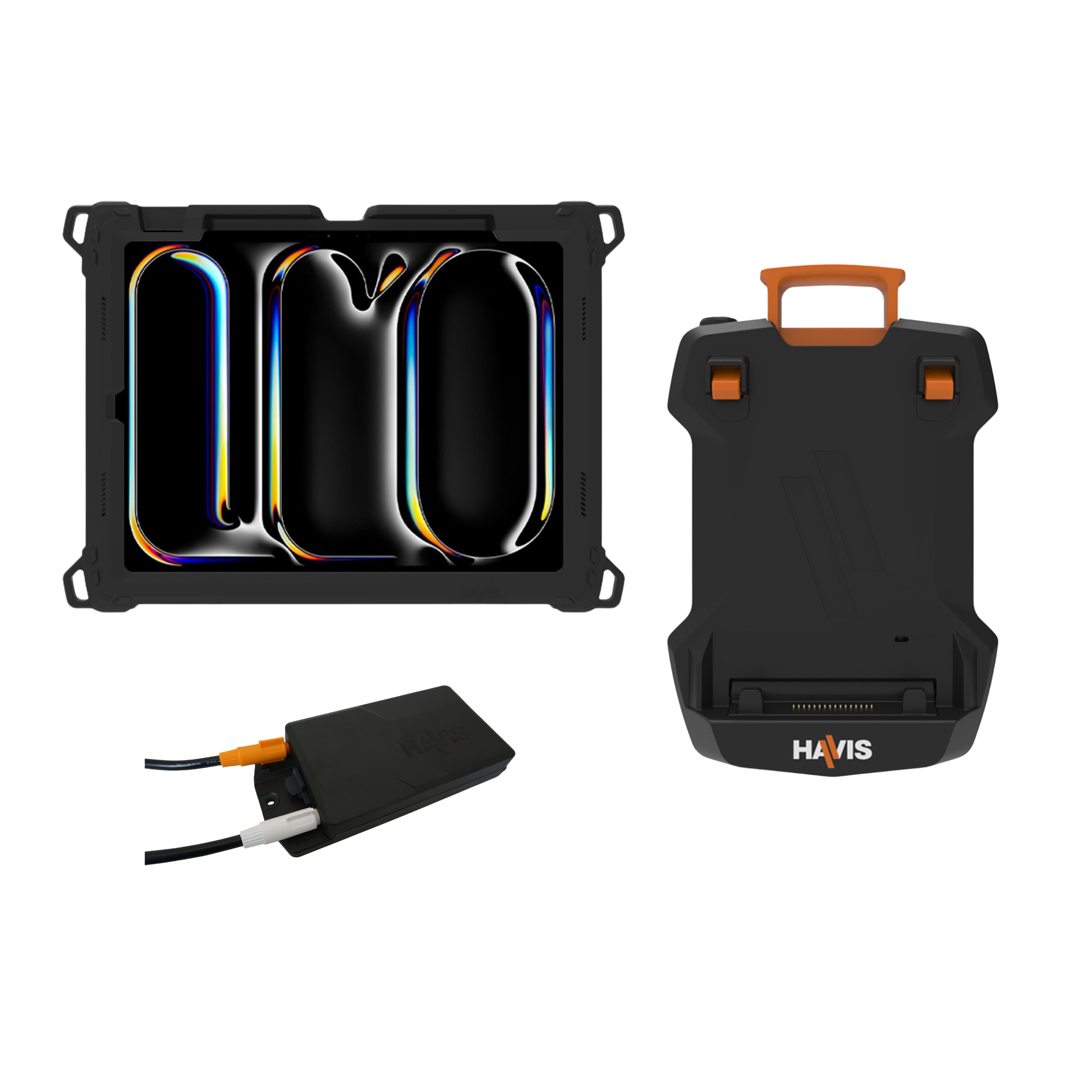 Package – DS-TAB-401 Docking Station, TC-402 Tablet Case, & Havis DC Power Supply for Apple iPad Pro 13″ (M4, M5)